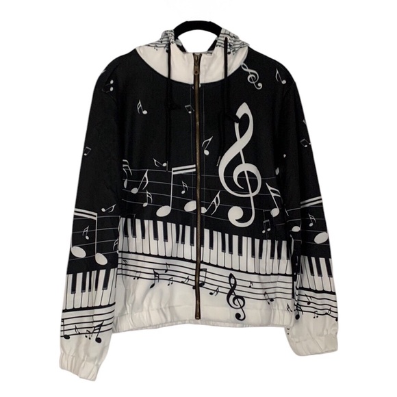 🎵Unisex 2 Piece tracksuit Music Notes Musical Piano Keys🎵 - Picture 2 of 10